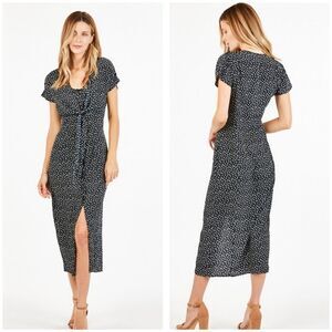 - Spring button front short sleeve midi dress